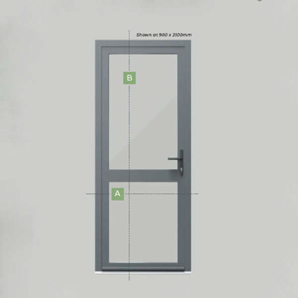 Prestige single aluminium door with mid rail