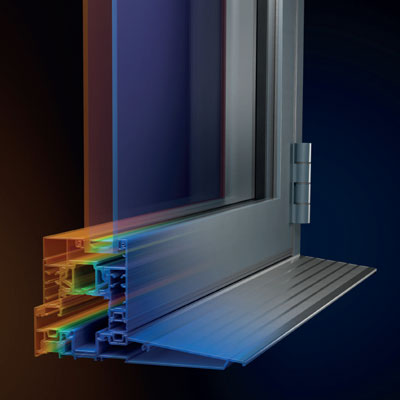 Thermally efficient Sheerline aluminium door construction