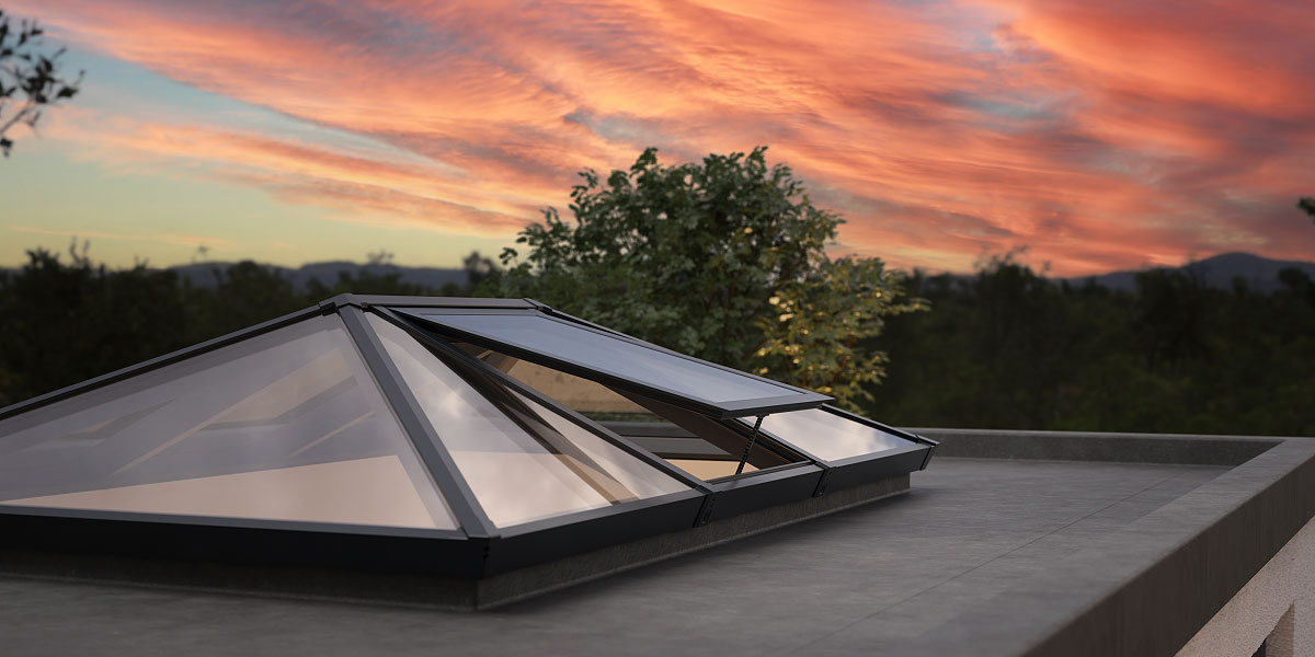 Sheerline aluminium roof lantern with opening vent